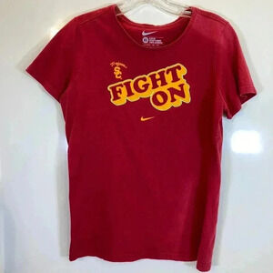USC Trojans Nike Red Short Sleeve Shirt Sz XL  FIGHT ON Slim Fit Cut